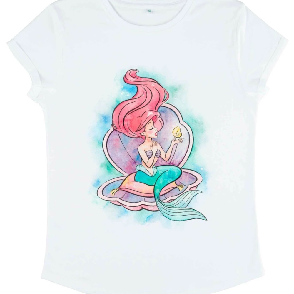 Disney White and Pink Mermaid Short Sleeve Tee